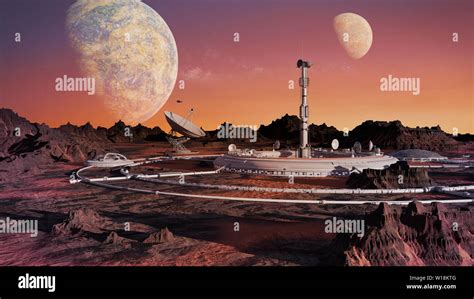 Research Station On The Surface Of A Beautiful Alien Planet Colony On