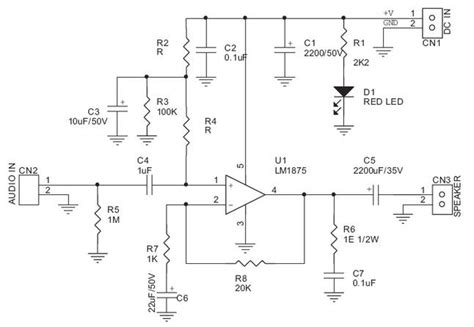 Audio Frequency Amplifier 20w Based Lm1875 Amplifier Circuit Design