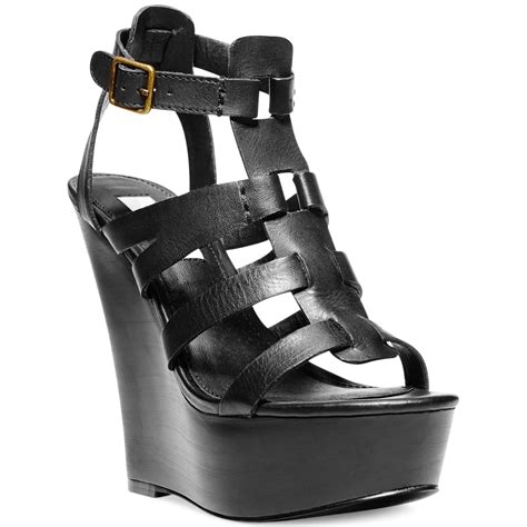 Steve Madden Womens Winslet Caged Platform Wedge Sandals In Black