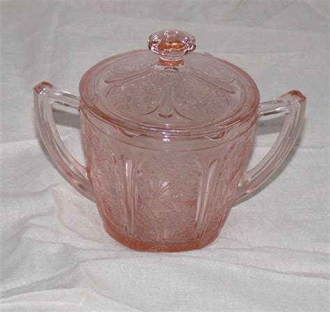 Vintage Depression Glass Sugar Bowl And Lid Pink