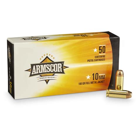 Armscor 10mm Fmj 180 Grain 50 Rounds 665690 10mm Auto Ammo At