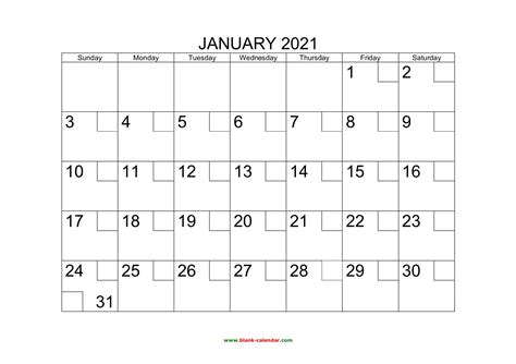 This collection includes clean and minimalist designs. free download printable january 2021 calendar with check boxes - Calendar Template 2021