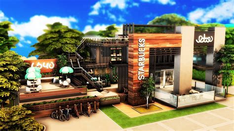 Mega Cafeteria Starbucks Sem Cp The Sims 4 Speed Build Youtube