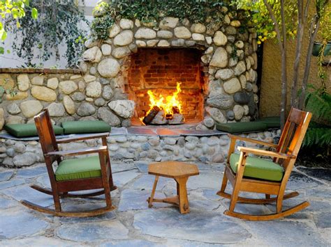 Rustic Patio With Stone Outdoor Fireplace Hgtv