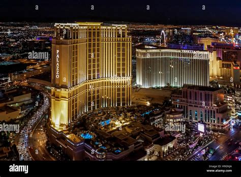 Aerial View Of Venetian And Palazzo Hotels The Strip Las Vegas Nevada