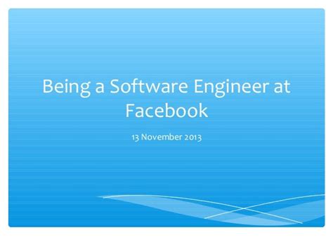 Being A Software Engineer At Facebook