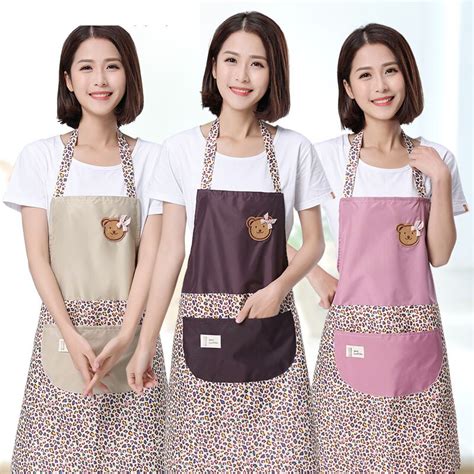 Fashion Waterproof And Oil Proof Kitchen Apron Female Overalls Cute Cooking Apron Waist Anti