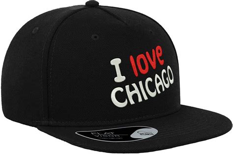 I Love Chicago City Travel Illinois Usa Embroidered Flat Visor Cap