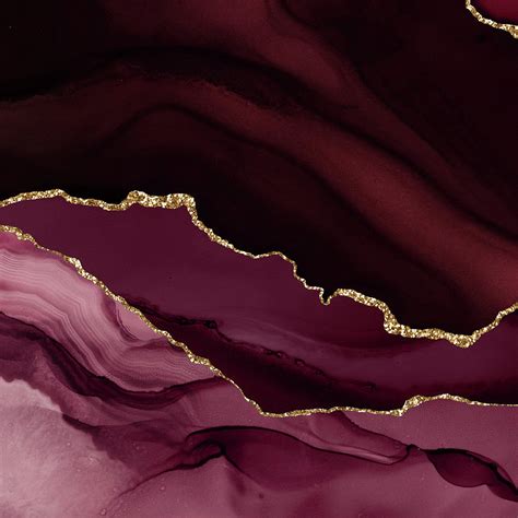 Burgundy Gold Agate Texture 12 Painting By Aloke Design Pixels
