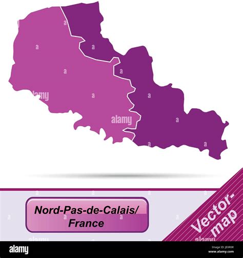 Karte Von Nord Pas De Calais Mit Grenzen In Violett Stock Vektorgrafik