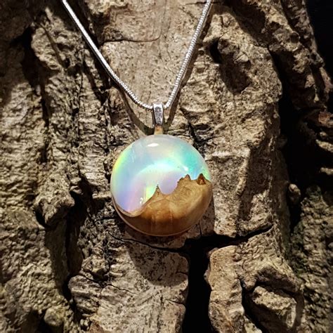 Opal Pendant Handmade Opal Necklace With Lab Opal Resin And Etsy