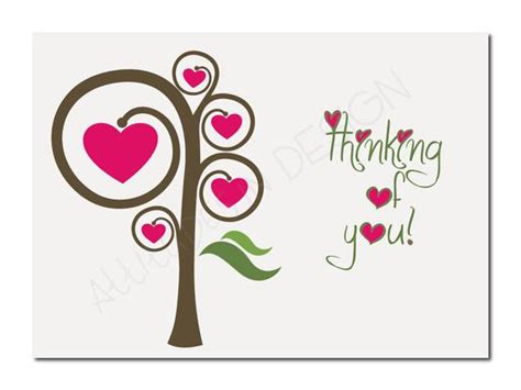 When you appreciate someone, there are many different ways to say 'thank you'. Items similar to Printable Note Card. Thinking of You. Heart Tree. on Etsy