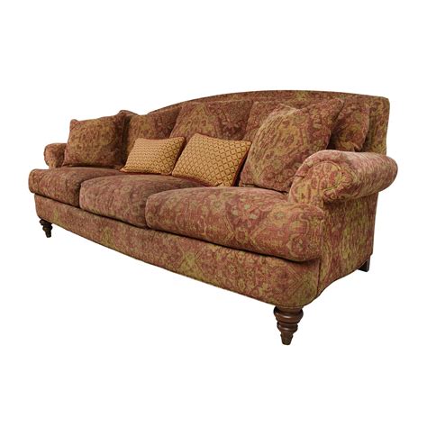 Ethan Allen Paisley Cushioned Sofa With Toss Pillows Second Hand 