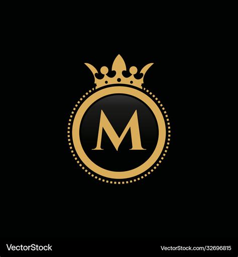 Letter M Royal Crown Luxury Logo Design Royalty Free Vector