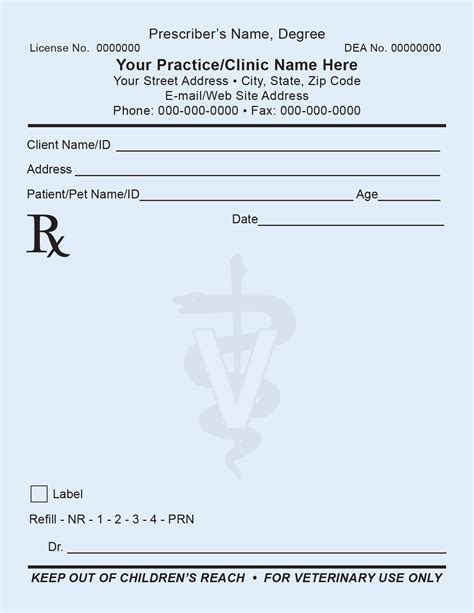 The label must comply with state and federal regulations and should correctly and clearly convey all necessary information regarding dosage, mode of administration, and proper storage of the product. RX1 - Prescription Pad - Positive Impressions