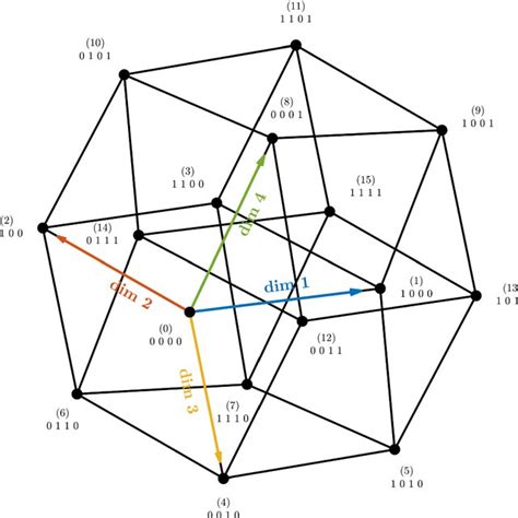 The 4 Dimensional Hypercube Structure With Vertices Labeled And