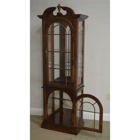 Lowest price in 30 days. Pulaski Cherry Narrow Display Curio Cabinet | Chairish