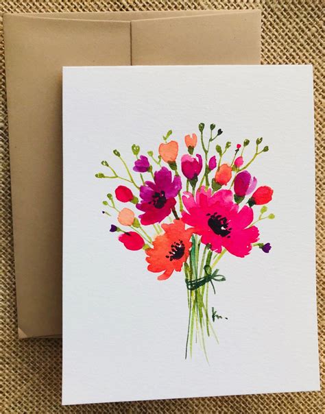 Hand Painted Greeting Cards With Flowers Watercolor Greeting Cards