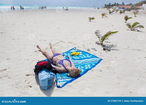 Woman Lying On The Beach Stock Image Image Of Sand Years 27802159
