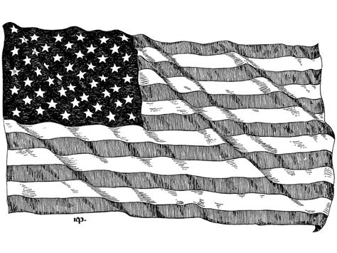 Us Flag Drawing By Robert Powell