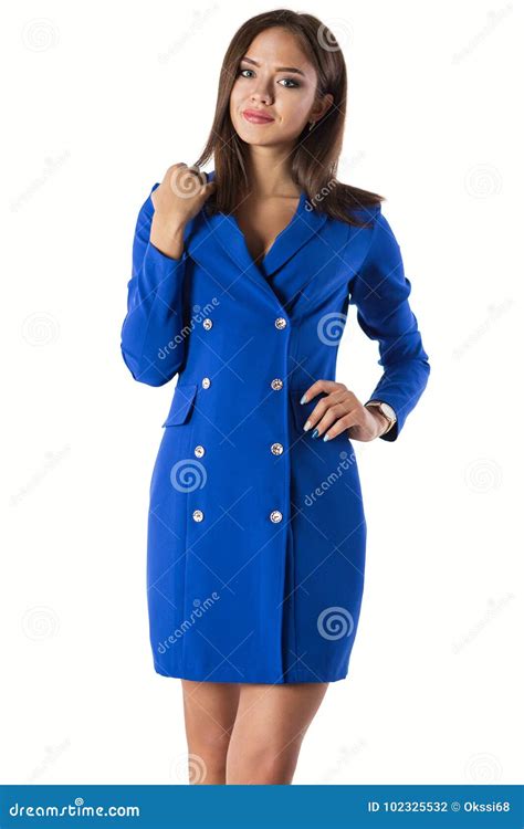 Beautiful Young Woman In Blue Dress Stock Photo Image Of Care Dress