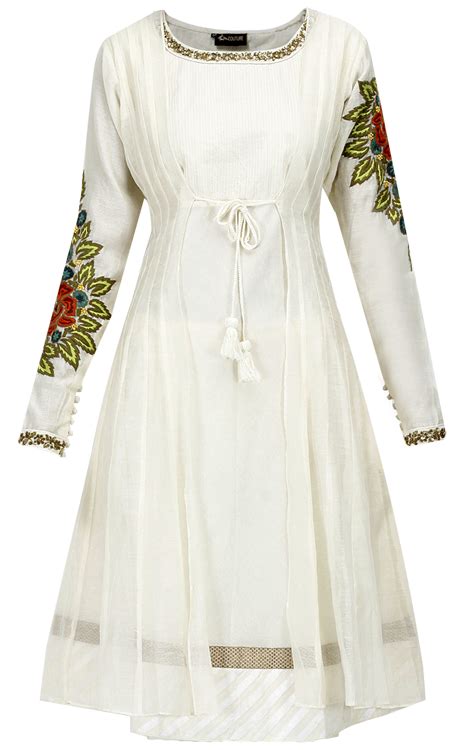 Ivory Floral Embroidered Kurta By Ekru Shop Now Only At