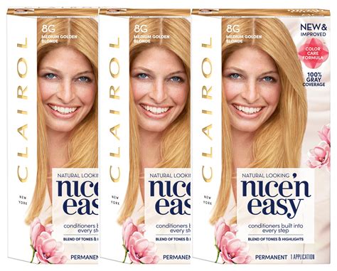 Clairol Nice N Easy Permanent Hair Color 8g Medium Golden Blonde 3 Pack