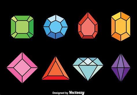 Colorful Gems Vector Set Download Free Vector Art Stock Graphics