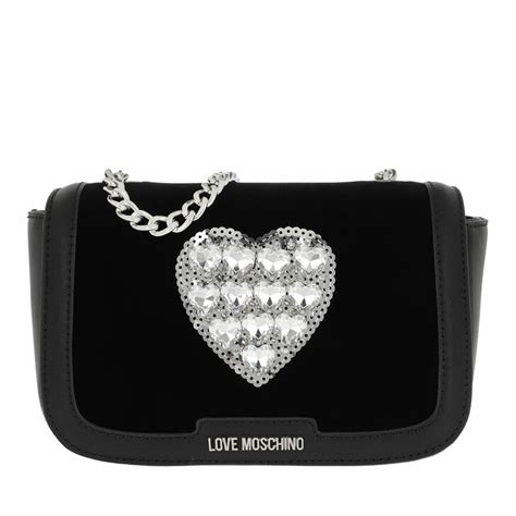 Love Moschino Heart Crossbody Bag Velvet Nero In Black Fashionette