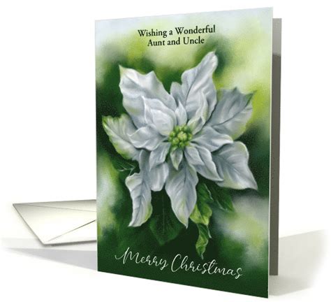 For Aunt And Uncle Christmas White Poinsettia Flower Custom Card