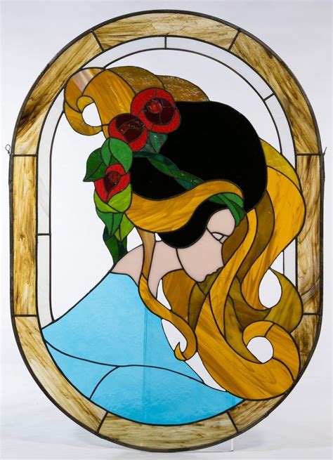 Lot 138 Stained Glass Style Portrait Panel Having An Acrylic And