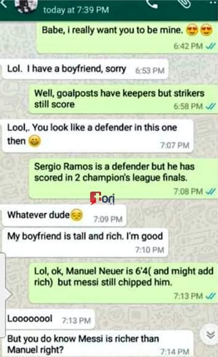 The first reason is the shy nature of girls. Leaked Whatsapp Chat Shows How a Guy Who Loves Football Won the Heart of a Girl