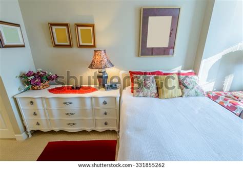 Beautiful Modern Home Hotel Bedroom Interior Stock Photo
