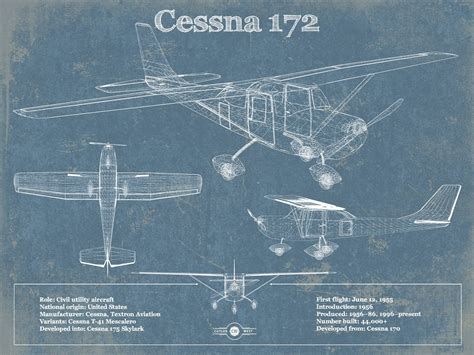 Cessna 172 Original Blueprint Art