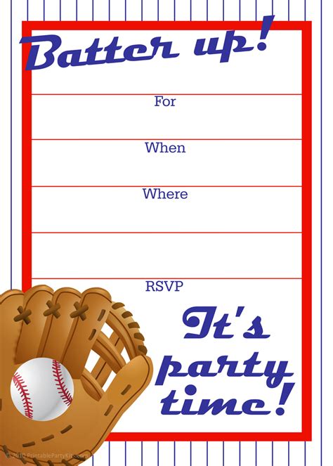 Free Printable Baseball Birthday Invitations
