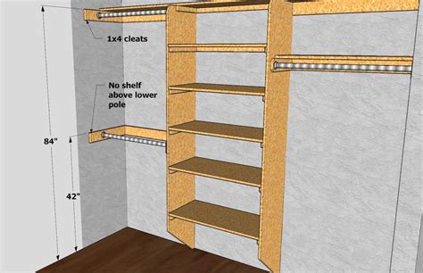Figure about $40 in material for each ($25 for plywood, $15/pair for slides). Closet Shelving & Pole Dimensions via THISisCarpentry ...