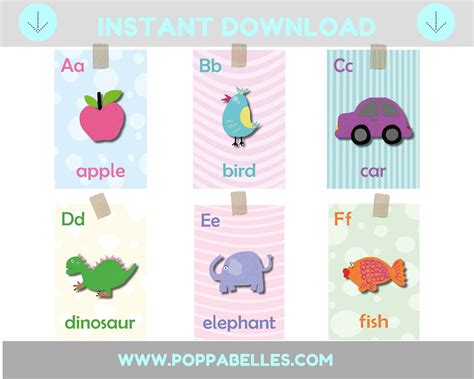 Printable Pastel Abc Alphabet First Words Flashcards For Children By
