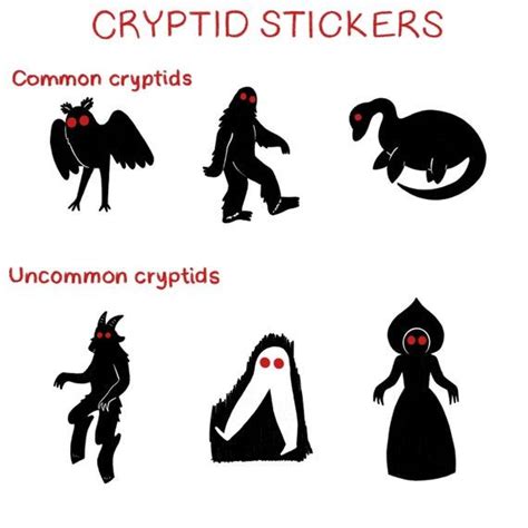 Cryptid Stickers Etsy Flatwoods Monster Mothman Stickers