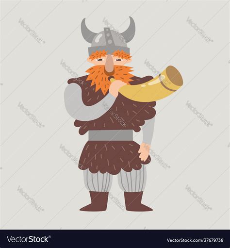 Scandinavian Viking Medieval Cartoon Character Vector Image