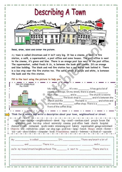 Describe A Town Easy Esl Worksheet By Zora Substitute Teaching
