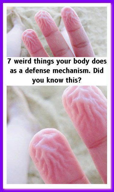 two fingers that are pink and white with the words weird things your body does as a defense