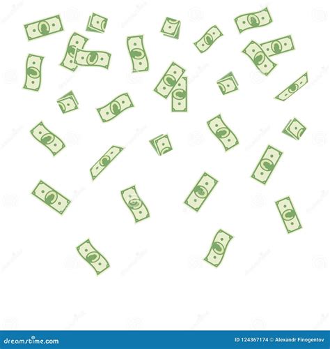 Vector Illustration Cartoon Paper Money Falling On A White Background