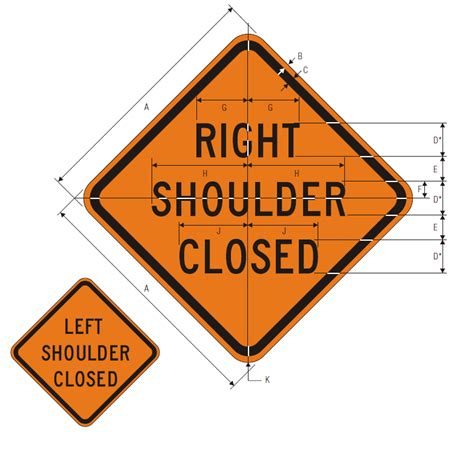 W21 5ar Right Left Shoulder Closed Signs And Safety Devices