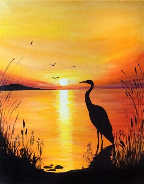 The Calm Sunset Acrylic Canvas Painting Ideas Acrylic Painting