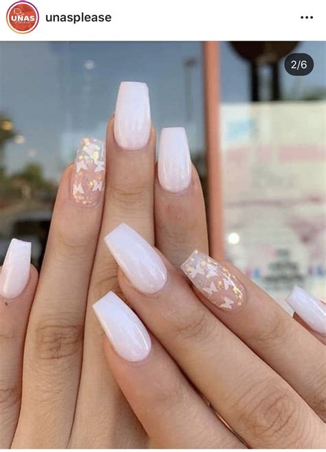 3.apply plastic tip to the natural nail. White Butterflies 🦋 | Coffin nails designs, Pretty acrylic ...
