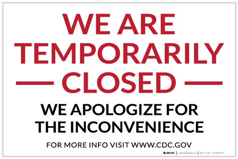 We Are Temporarily Closed We Apologize Landscape Label