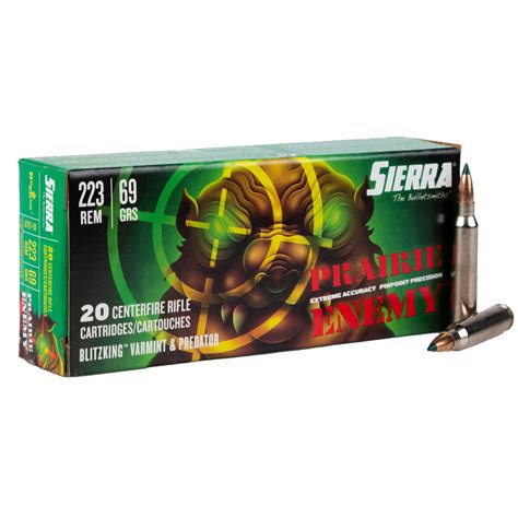 Sierra Prairie Enemy 223 Remington 69gr Blitzking Rifle Ammo 20