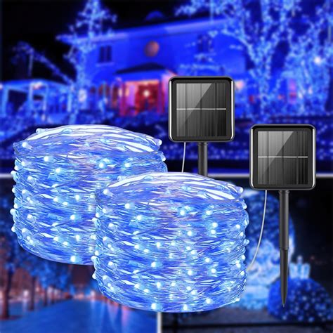 Outdoor Solar Powered Fairy Lights 2 Pack 33feet 100 Led Solar String