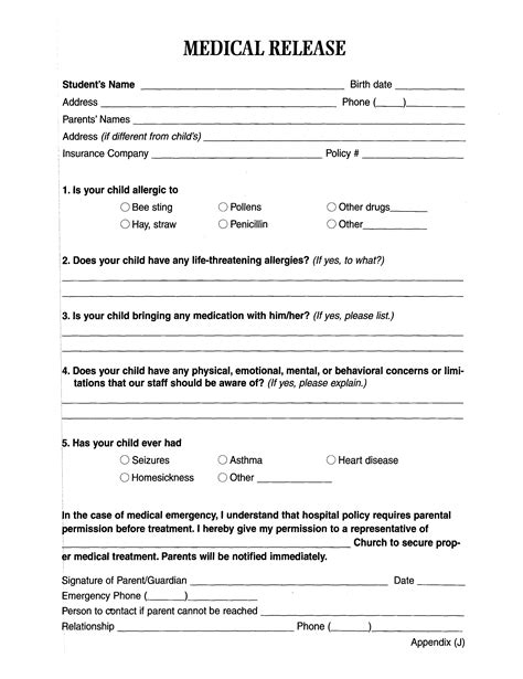 Printable Medical Consent Form Adult