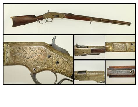 Antique Winchester Model 1866 Lever Action Rifle Engraved And Inscribed